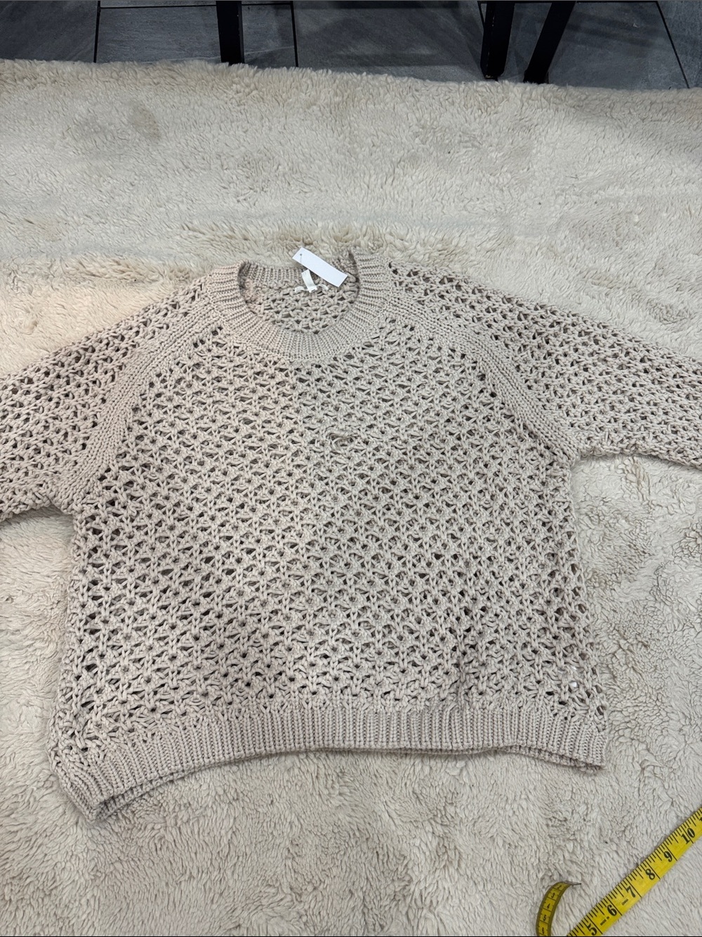Maurices Beige Open-Knit Crewneck Sweater
